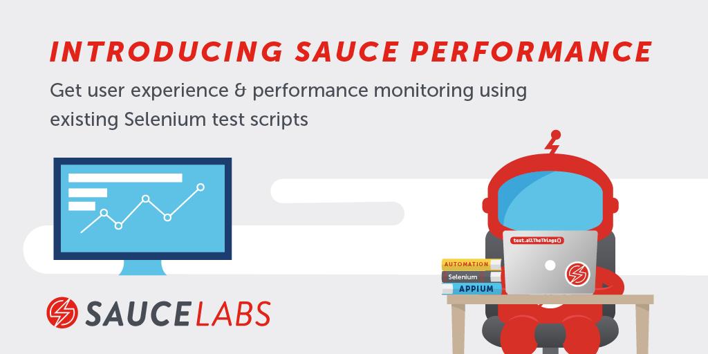 saucelabs's tweet photo. We’re happy to announce that #SaucePerformance is now available! Get both front-end performance and functional testing in a single solution, only from @saucelabs. Learn more: https://t.co/clBljk6WwG https://t.co/WyxTXOg6Z1