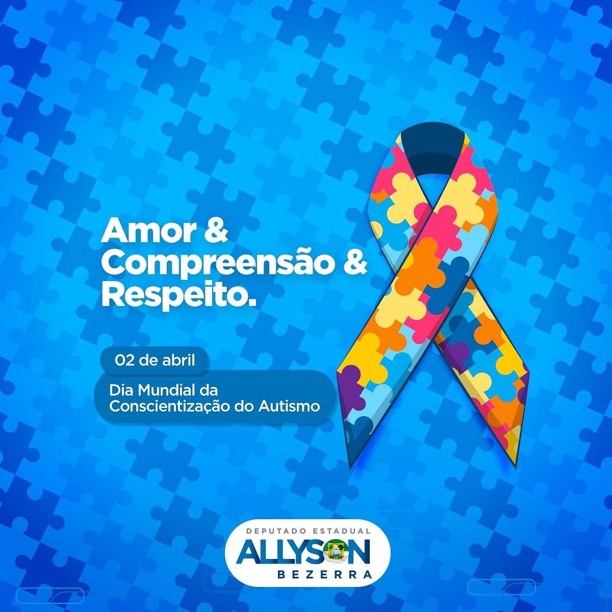 AllysonBezerra_'s tweet photo. 02 de Abril é o Dia Mundial da Conscientização do Autismo. Por mais amor, compreensão e respeito. Compartilhe essa ideia! #dia21 #diamundialdoautismo #inclusão https://t.co/IZMMhm69Ge