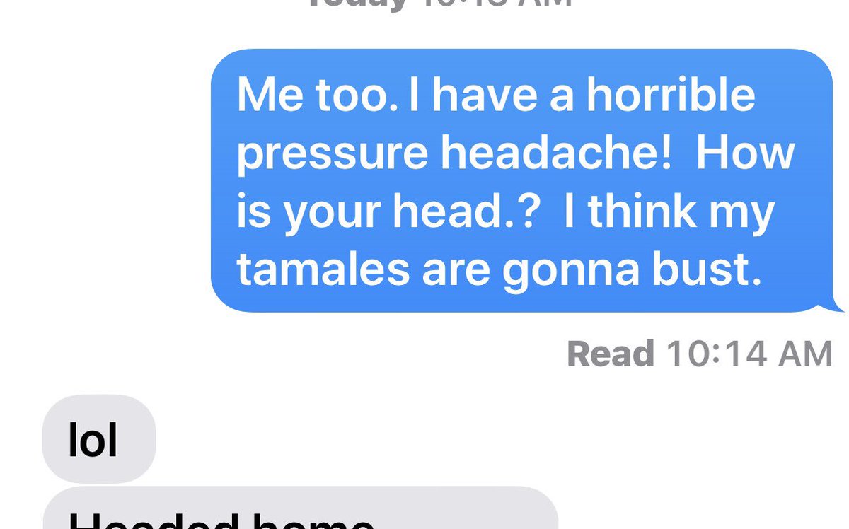 Bossy302's tweet photo. How did spell correct change “temples” to “tamales”? #crazychange #headache #funnytext https://t.co/oZPLP9JilF