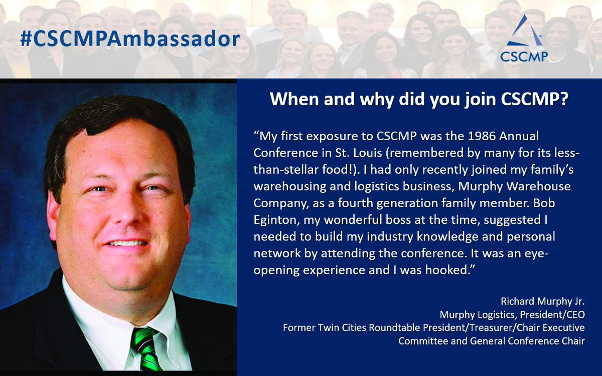 cscmp's tweet image. Meet #CSCMPAmbassador Richard Murphy Jr. and discover why he felt the need to join #CSCMP and become a #CSCMPmember, even after over 3 decades of interaction with CSCMP, it still holds value for him! 

Join CSCMP today bit.ly/2vrDCWT
