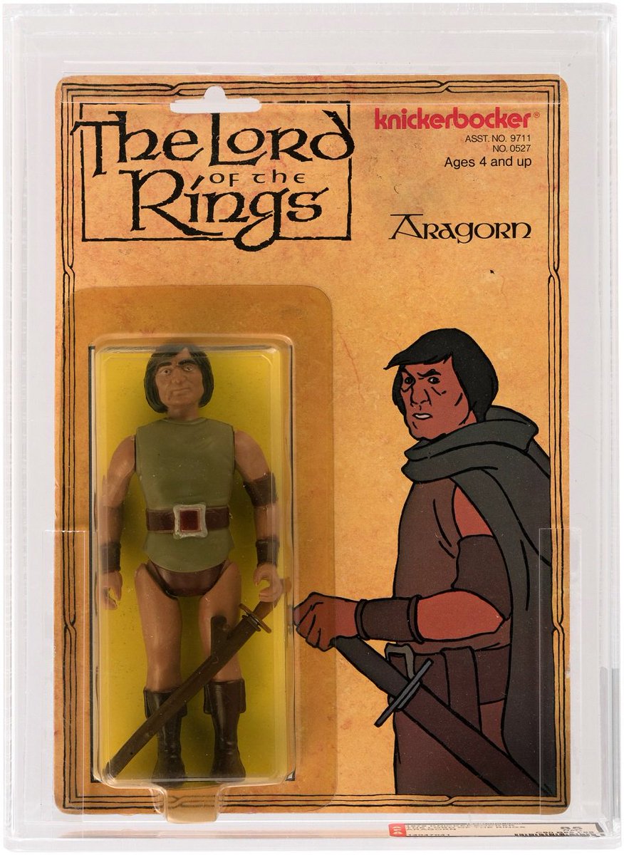 HakesAuctions's tweet photo. #LordOfTheRingsFans invaded @HakesAuctions' most recent #auction, where this #AFA 75 #LordOfTheRings #Aragorn from #RalphBakshi's animated adaptation of #JRRTolkien's beloved #fantasy tale sold for $1,246!
#RusselBrantonCollection #Knickerbocker #LOTR #Strider #Tolkien https://t.co/znYgo8OHsO