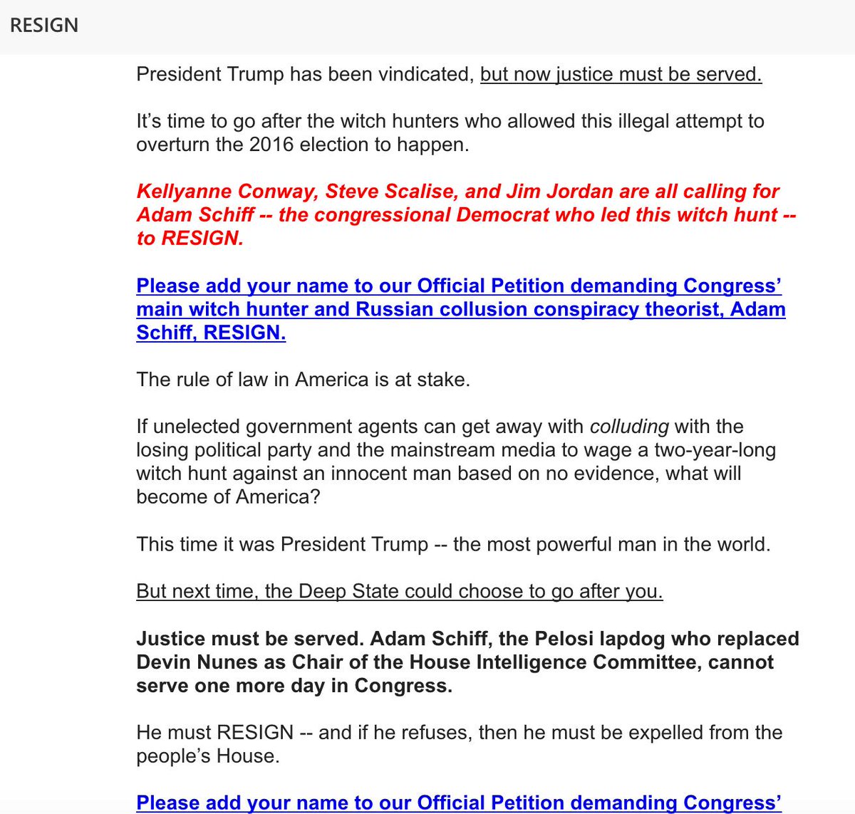 A recent Trump marketing email. "The Deep State could go after you." lol