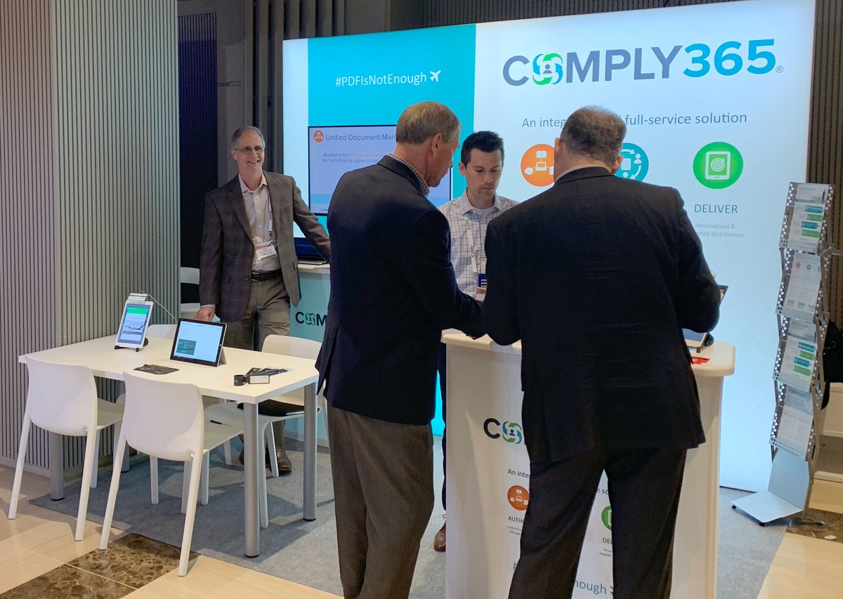 Comply365's tweet photo. It's been a great day at the @IATA #SafetyFlightOps Conference here in Barcelona. Stop by to see us in Booth 5 to learn more about how you can tie content authoring to your end users' effectiveness. #PDFIsNotEnough #EFBandBeyond https://t.co/mKA3SdQNG9