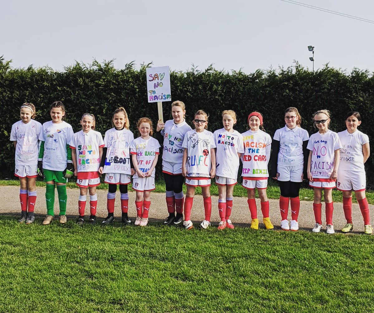 RUFC_CT's tweet photo. #KickItOut25 |

Fantastic work by Rotherham United Whitehill Girls FC U11's, promoting anti-racism and anti-discrimination! 

@kickitout @bwjfc1973 

#TogetherWeAreStronger https://t.co/La8jkoFGbj