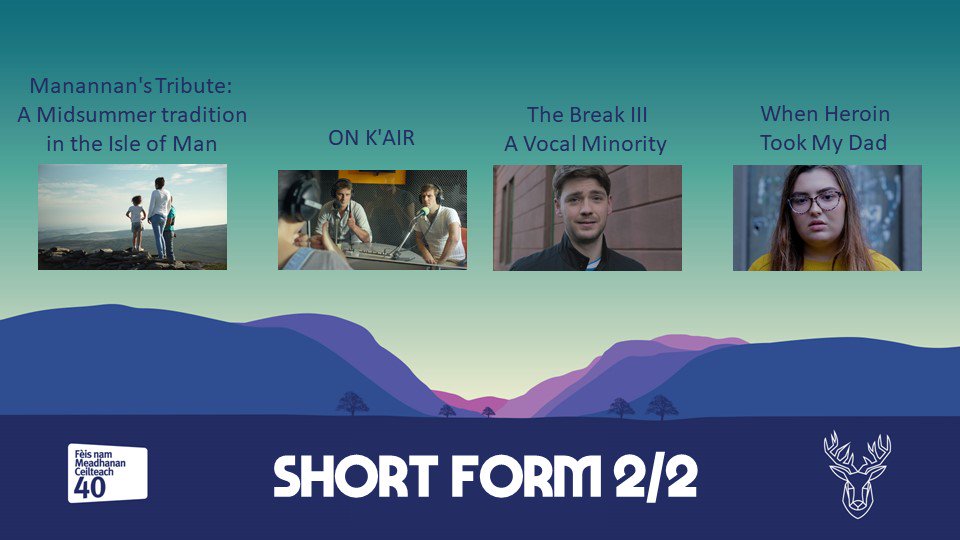 CelticMediaFest's tweet photo. SHORT FORM NOMINEES 2/2:
Manannan's Tribute: A Midsummer tradition in the Isle of Man @CultureVannin // ON K'AIR @LFRMprod // The Break III - A Vocal Minority @ComedyUnit // When Heroin Took My Dad @bbcthree @BBCScotland
#Nominees #2of2 #CelticMedia #ShortForm https://t.co/7GZfPk0uJq