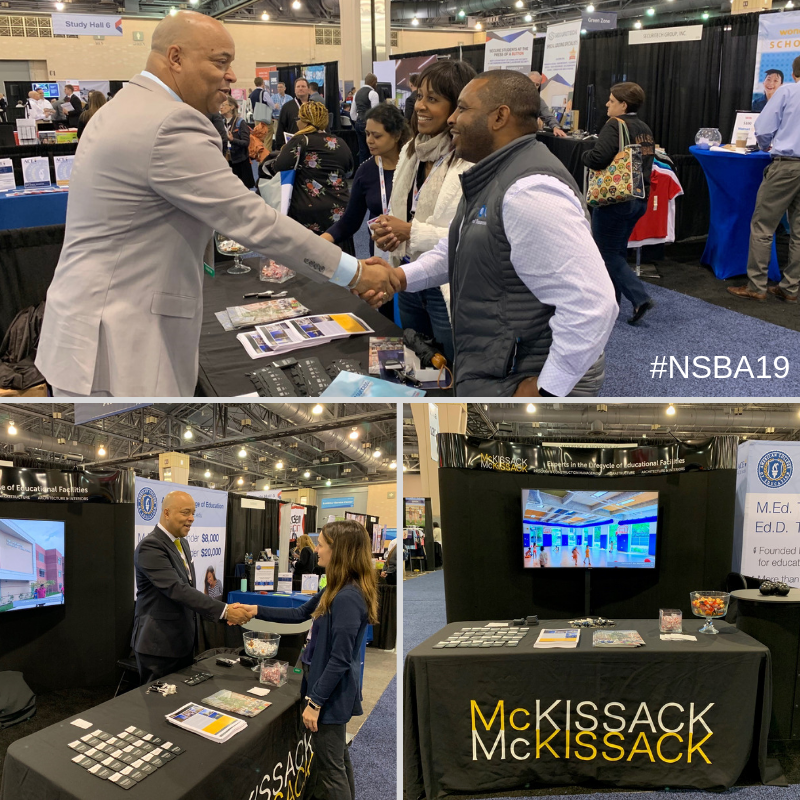 McKandMcK's tweet photo. It was a pleasure to meet school board members from near and far at #NSBA19! Did you know? @McKandMcK is a national school leader in creating environments that enhance the learning &amp; teaching experience. For more on our services, visit: https://t.co/TPINEESbCl #design #construct https://t.co/w83frrhQ7W