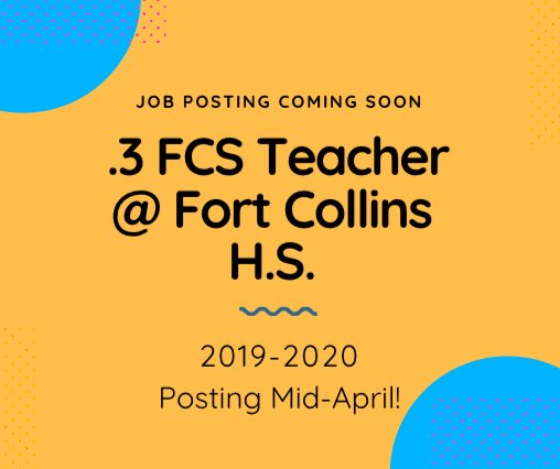 Part Time Position Coming Soon! Will repost when listing goes live in mid-April! Fort Collins HS!