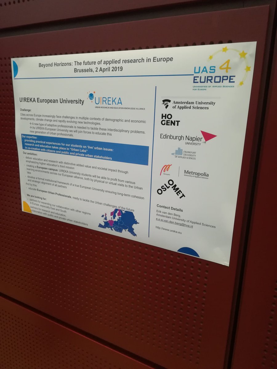 @UREKA_Europe poster presentation at the #UAS4EUROPE conference (with @HvA & @Hogeschool_Gent)