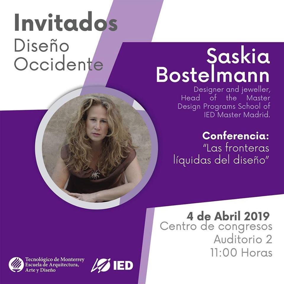 CDAITESM's tweet photo. Nos visita Saskia Bostelmann, jueves 4 de abril, Auditorio 2 Centro de Congresos. Algunos de sus diseños se encuentran en la BID, no te la pierdas! #teccampusgdl #eaadoccidente #diseño #joyeria #ldi @TECcampusGDL https://t.co/VWeHGLVos0