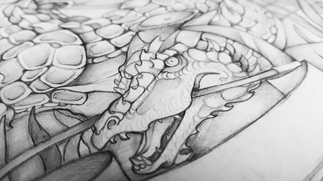 TrollsCanPaint's tweet photo. I'll explain the hiatus, but for now the project has resumed. The Knucker of Lyminster .
.
.
#tw #dragon #dragonfolklore #knucker #lyminster #knuckerhole #serpent #scales #pencil #illustration #fantasyart #dragonsUK #medieval #monster #mythology https://t.co/7YjUqgYPUU
