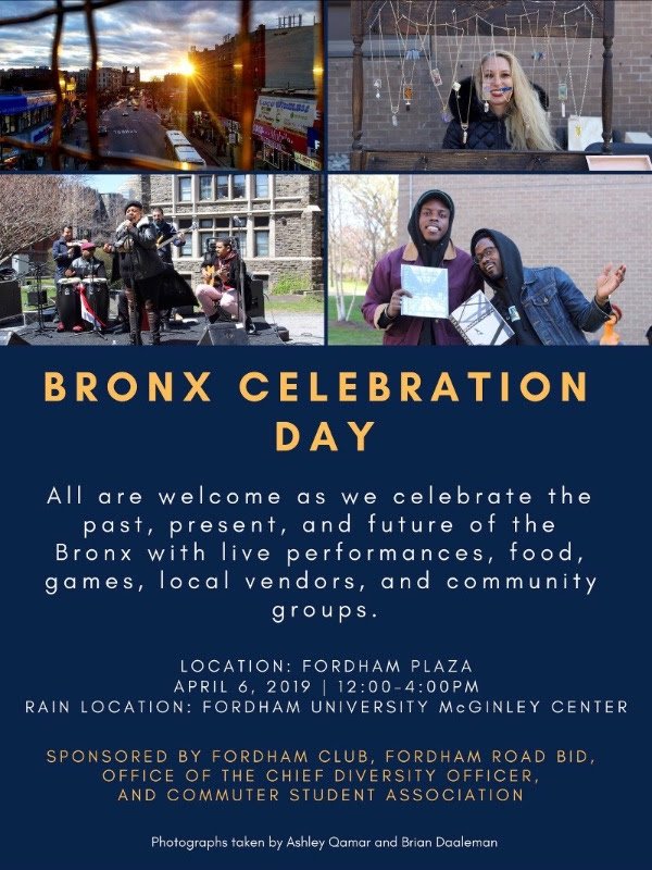 FordhamSI's tweet photo. This Saturday, April 6 is Bronx Celebration Day! The Bronx Celebration Day is a collaboration between Fordham University and the local community that aims to celebrate and share the rich history and culture of the Bronx. https://t.co/5tR12kHEnI