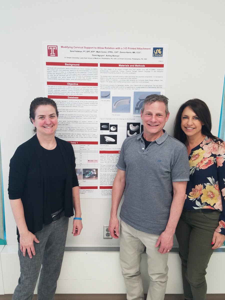 ALSHF's tweet photo. April is #OTAwarenessMonth! Mark, the OT at the #MDAALSCenterofHope, has been working on creating a neck collar using 3D printing technology. The project is a great example of how the team at our multidisciplinary clinic works together to improve the lives of people with ALS. https://t.co/kmyFSK5TvZ