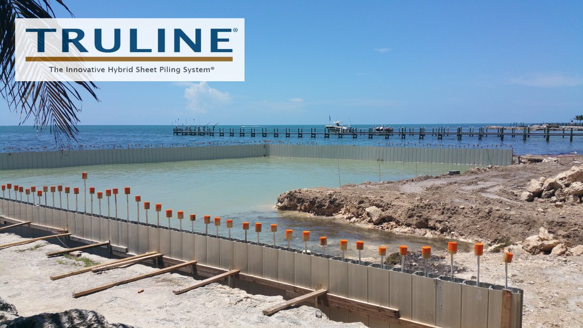 Truline seawall being installed in the Florida Keys.  #marineconstruction #trulineseawalls #trulineseawall #buildawall #sheetpile #concrete #floridakeys