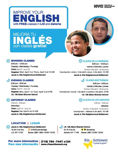 YannisBacalis's tweet image. #cursosgratisdeIngles #freeEnglishclasses in Astoria and Long Island City. Register now! #adultliteracy Classes start next week.