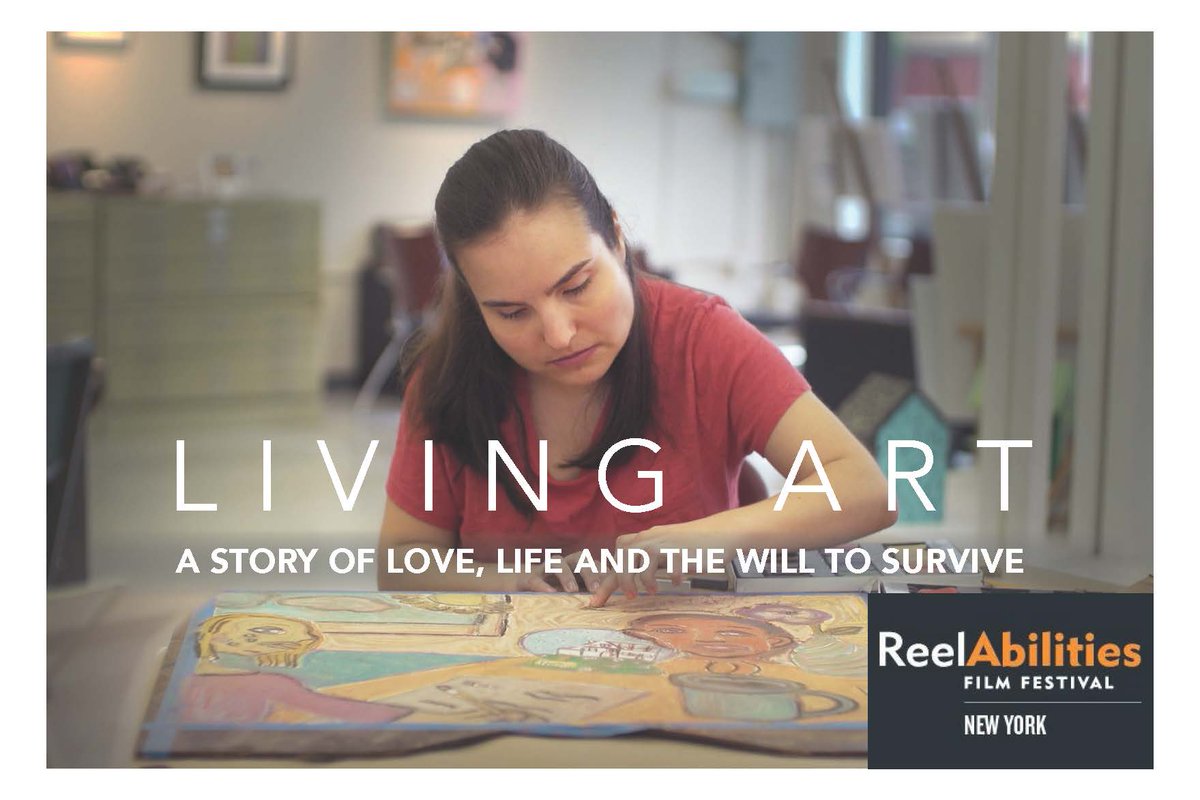 ArtEnables's tweet photo. We are proud to promote the premiere of "Living Art", a film feat. AE  artist Mara Clawson, at the ReelAbilities Film Festival: NYC on April 6 &amp; 8. The film, directed by David Rochkind, is the story of Mara, her love of art, and her will to survive. 🎨 https://t.co/6QN4TEXpVQ https://t.co/sWttdLUOaG