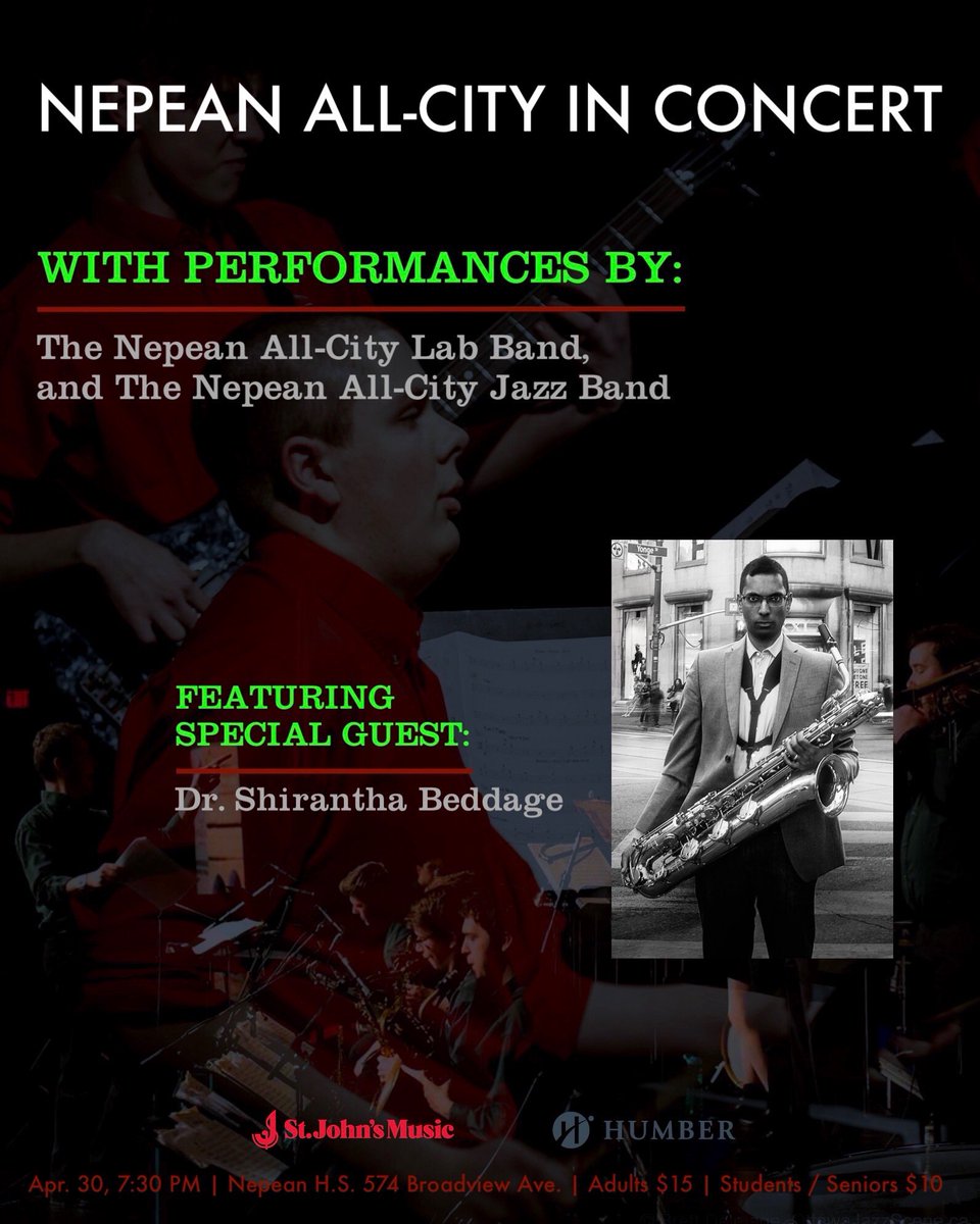 On Apr. 30 we’re proud to present our annual feature concert with special guest, <a href="/HumberMusic/">Humber Music</a> prof. <a href="/BeddageMusic/">Shirantha Beddage</a> come out and support the bands!