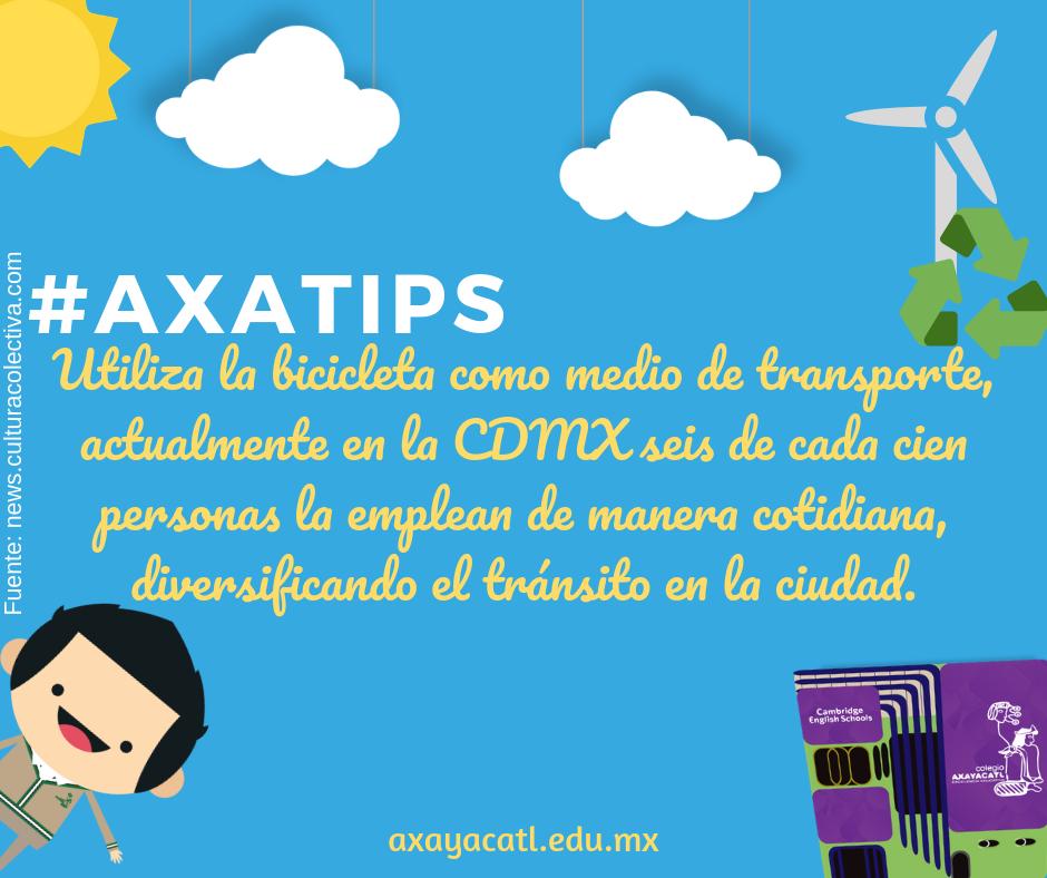 coleg_axayacatl's tweet photo. El uso de la bicicleta como medio de transporte está directamente relacionado con la salud humana a nivel personal y colectivo. En los recorridos cortos o medianos prefiere esta alternativa de movilidad sustentable. #AXAtips https://t.co/ZcWCtlGEYn