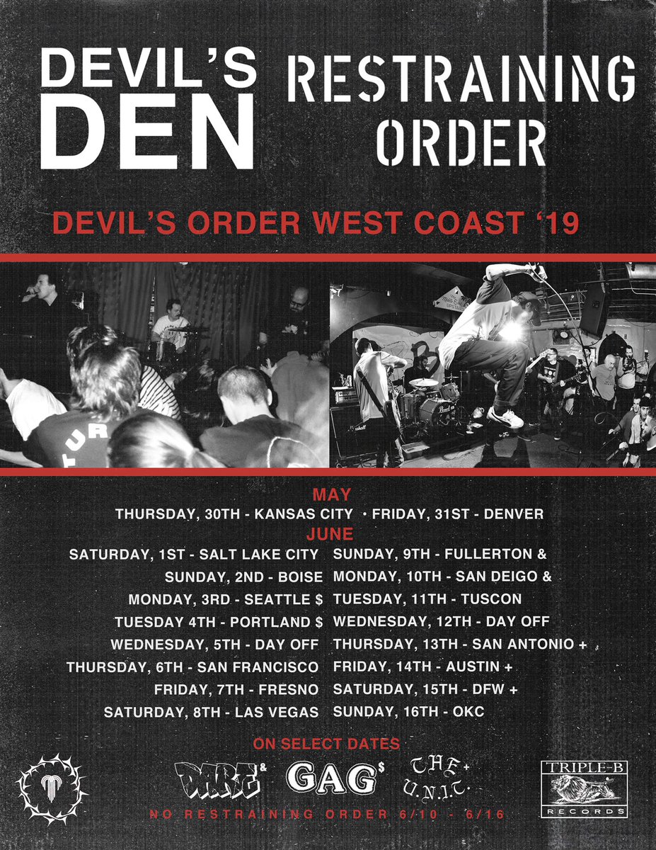 DEVIL’S DEN/RESTRAINING ORDER Tour 2019