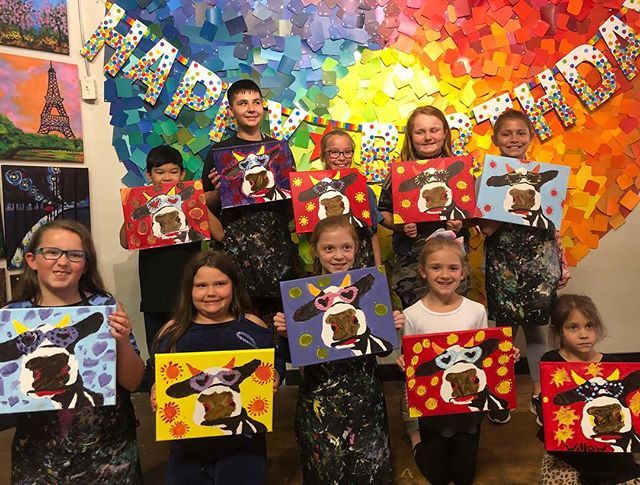 Holy cow, how cute are these? 🐮🤗Happy Birthday, Kayden! #spiritedartao #kidsparty #cowpainting bit.ly/Spirited-Art