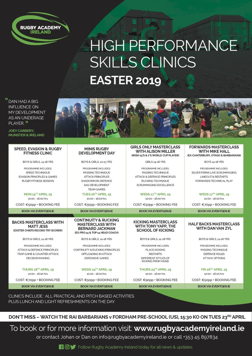 shadowmansports's tweet photo. Shadowman rugby partners @academy_ireland are holding a number of High-Performance Clinics over the Easter Holidays with some of the best coaches and players sharing their knowledge. Head over to https://t.co/lRdr8LFWCR for more info
#RugbyAcademyIreland
#ProudPartners https://t.co/ImrVJY8qxq
