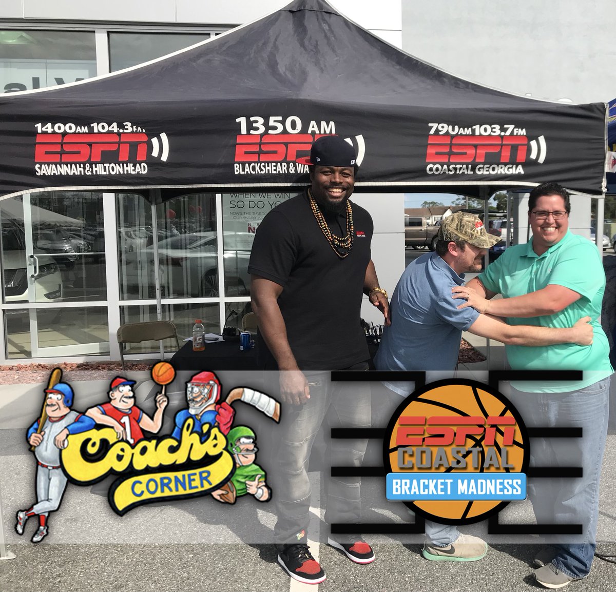 Join the guys from <a href="/PigskinRadio/">Three & Out</a> this Saturday starting at 4pm at <a href="/CoachsSavannah/">Coach's Corner</a>!!

Our #BracketMadness challenge is coming down to the wire! 

Come watch the final couple of games with us!! 🏀