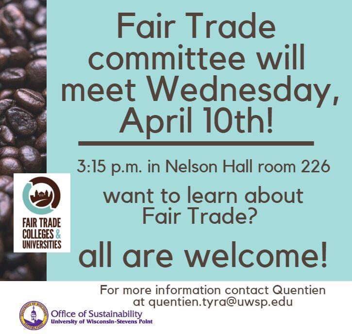 Our committees will be meeting next Wednesday! These meetings are always open to any students who are interested or just want to learn more about these topics! 🐝 <a href="/UWSPcps/">UW-Stevens Point CPS</a> #uwsp #fairtrade #beecampus #officeofsustainability