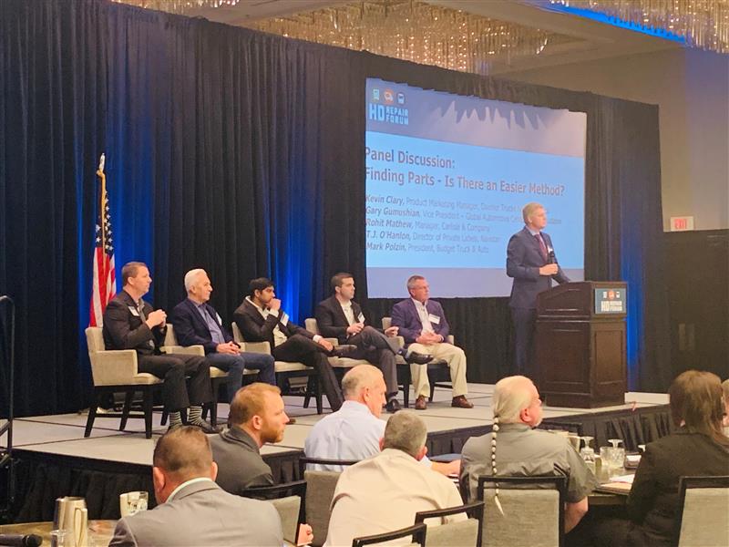 audatex_us's tweet photo. Gary Gamushian on the parts pricing panel responding to the question of what is the biggest challenge: “Availability of part information." #HDRepairForum https://t.co/1fvfjDqiXY