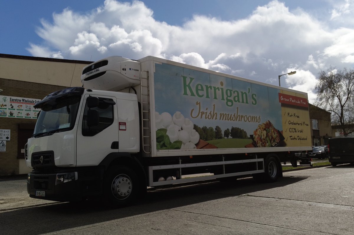 RenaultIrl's tweet photo. New D-18 wide for Kerrigan’s Irish mushrooms . Delivered by Setanta salesman Aaron Clarke #RenaultTrucks #RenaultTrucksireland https://t.co/mOvKS6mljz