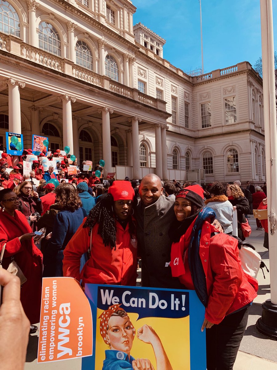 DRichardsQNS's tweet photo. Time to eliminate the wage gap between women and men, right here in the progressive capital of the world. We stand with @CWA1180 in their pursuit of justice until they receive what they’ve earned and deserve. #FixThePayGap https://t.co/XactCNlCvI