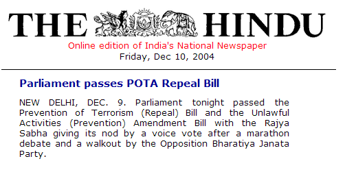 Post 9/11 many countries around the world introduced stringent laws to tackle terrorism but Congress repealed the existing law in India known as POTA.For the sake of vote bank politics they weakened security establishments of the nation."Congress ka hath terrrorist ke sath"!