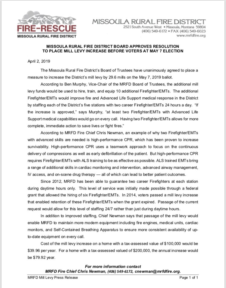 Press Release: Guaranteed minimum of 2 career firefighter/EMTs at every station 24/7 with Advanced Life Support capabilities.