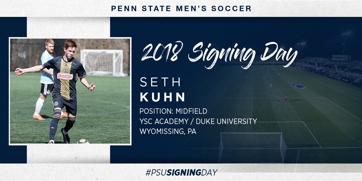 Welcome home, @Seth_Kuhn2000 ‼️ The PA boy comes to Happy Valley from Duke University where he played 18 games for the Blue Devils at midfield. Kuhn also worked with Coach Cook in the Philadelphia Union Academy. #WeAre #PSUSigningDay