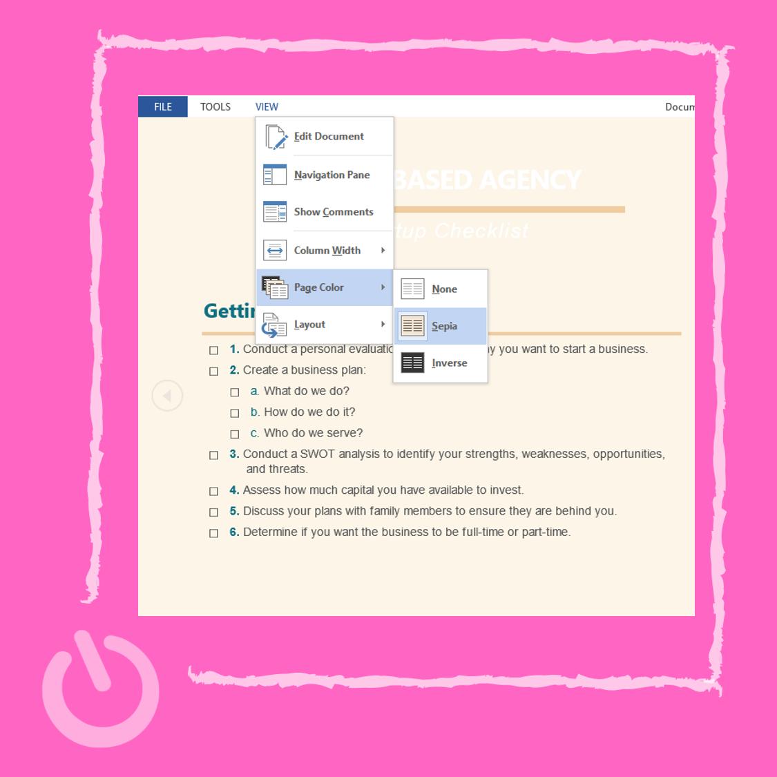 supportbyclick's tweet image. Word 365 Tips - Tired eyes? Change the background of your documents to sepia. If you’re staring at Word docs all day and your eyes get tired, you’re not alone.  Go up to View &amp;gt; Read Mode &amp;gt; View &amp;gt; Page Color &amp;gt; Sepia.