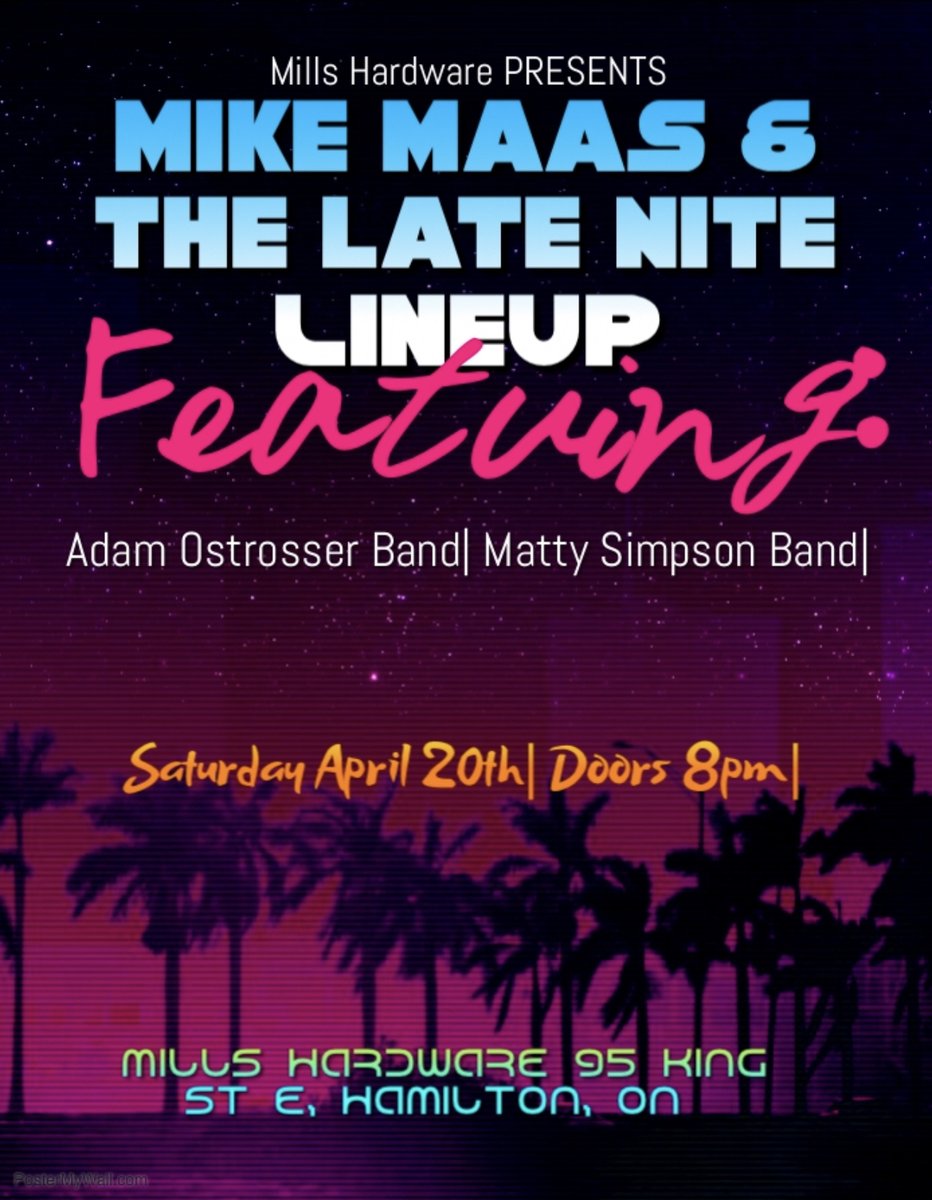 On April 20 celebrate Mike Maas' Birthday Bash with Mike Maas &amp; The Late Nite Line Up + <a href="/mattyfxsimpson/">Matty Simpson</a> + <a href="/AdamOstrosser/">Adam Ostrosser</a>. Get tickets → eventbrite.ca/e/mike-maas-th… #hamont
