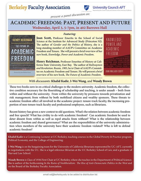 UCAFT1474's tweet photo. @HankReichman Here's the flier with all the details. See you there! #AcademicFreedom #LibrarianAF https://t.co/HQ9v39hEIb