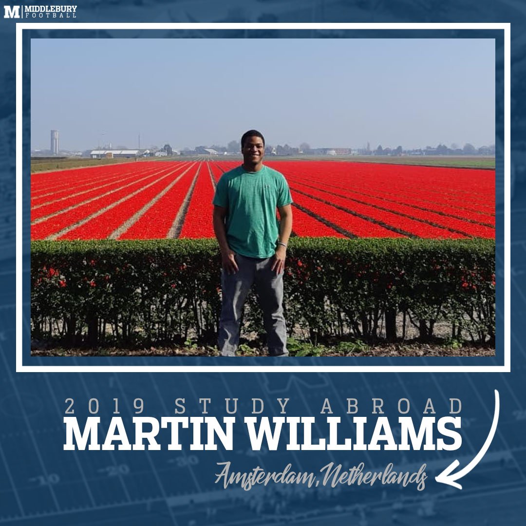 Study Abroad Feature | History major Martin Williams is pictured here at Keukenhof (the "Garden of Europe") where they plant over seven million bulbs annually in the Netherlands! #GoMidd #whyd3