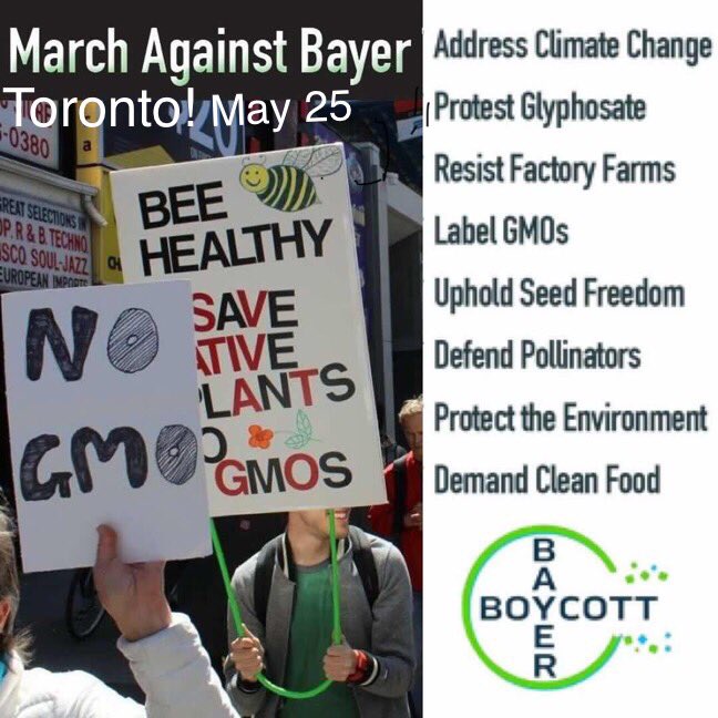 NonGMOToronto's tweet photo. #TORONTO 📢 Save-The-Date!
SATURDAY #MAY25 for the #MARCHAGAINSTBAYER ☠️
Join/Invite Friends & Fam:
https://t.co/Tv8EsYvoF4
👩🏼🌾🌱🐝🌏 #protest #chemcartel #healthcanada #bayer #monsanto #GMOs #glyphosate #roundup #labelGMOs #bees #food #seeds #life #earth #toevent #torontoevent https://t.co/i5f5QCC9Cf