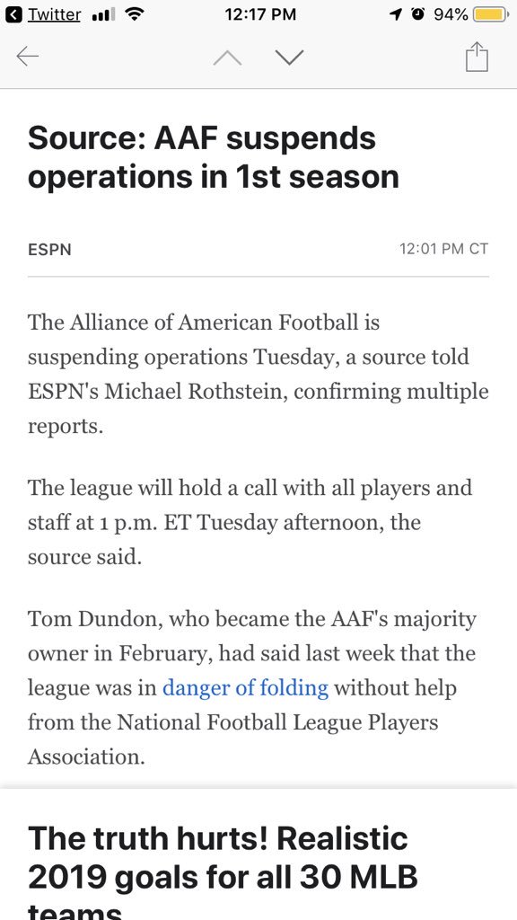 LegendsBarstool's tweet photo. It’s with a heavy heart that I deliver this sad and depressing news regarding the @TheAAF https://t.co/NcFpLriMhj