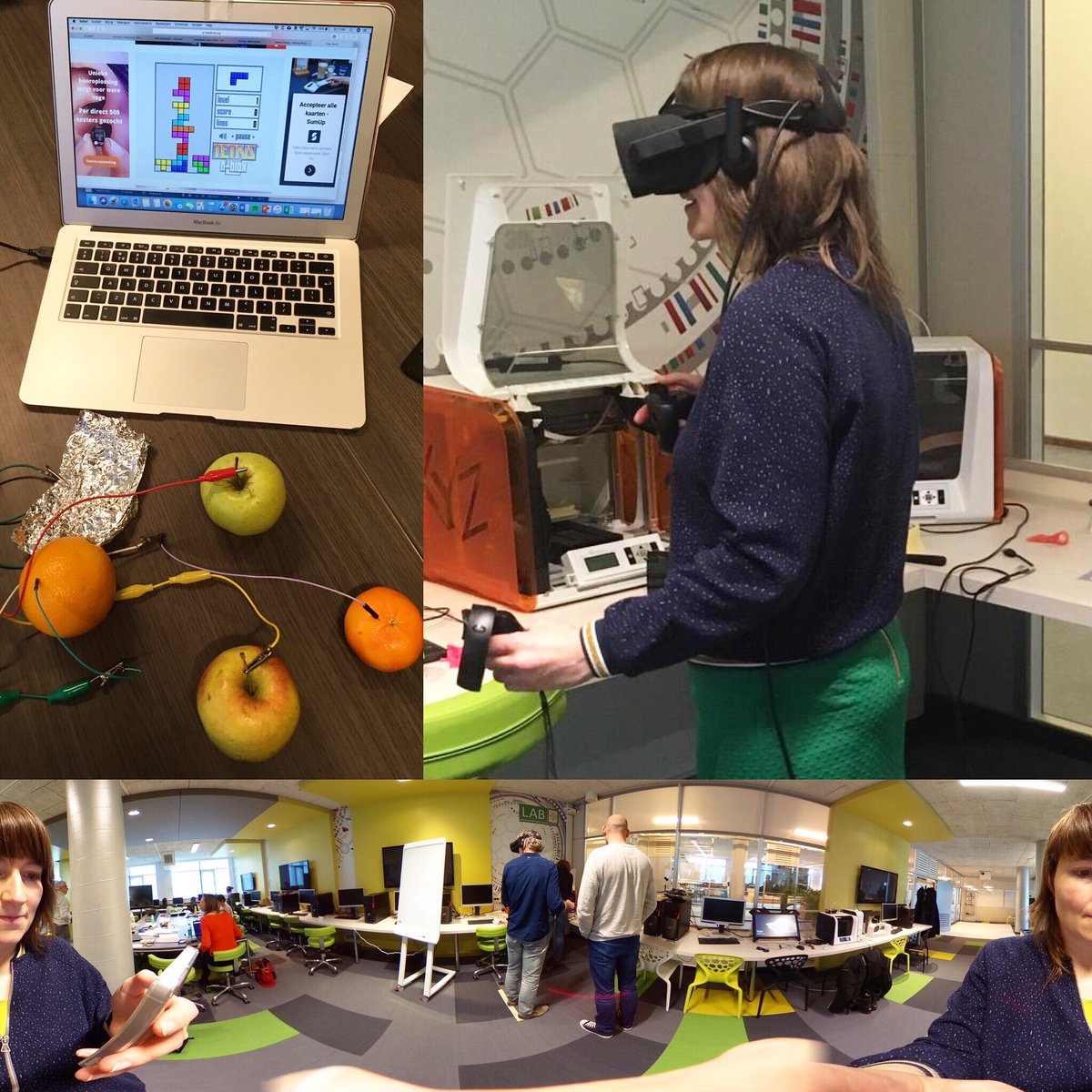 Creativette's tweet image. Spelen @WindesheimLab21 vandaag! #vr #makeymakey #360graden