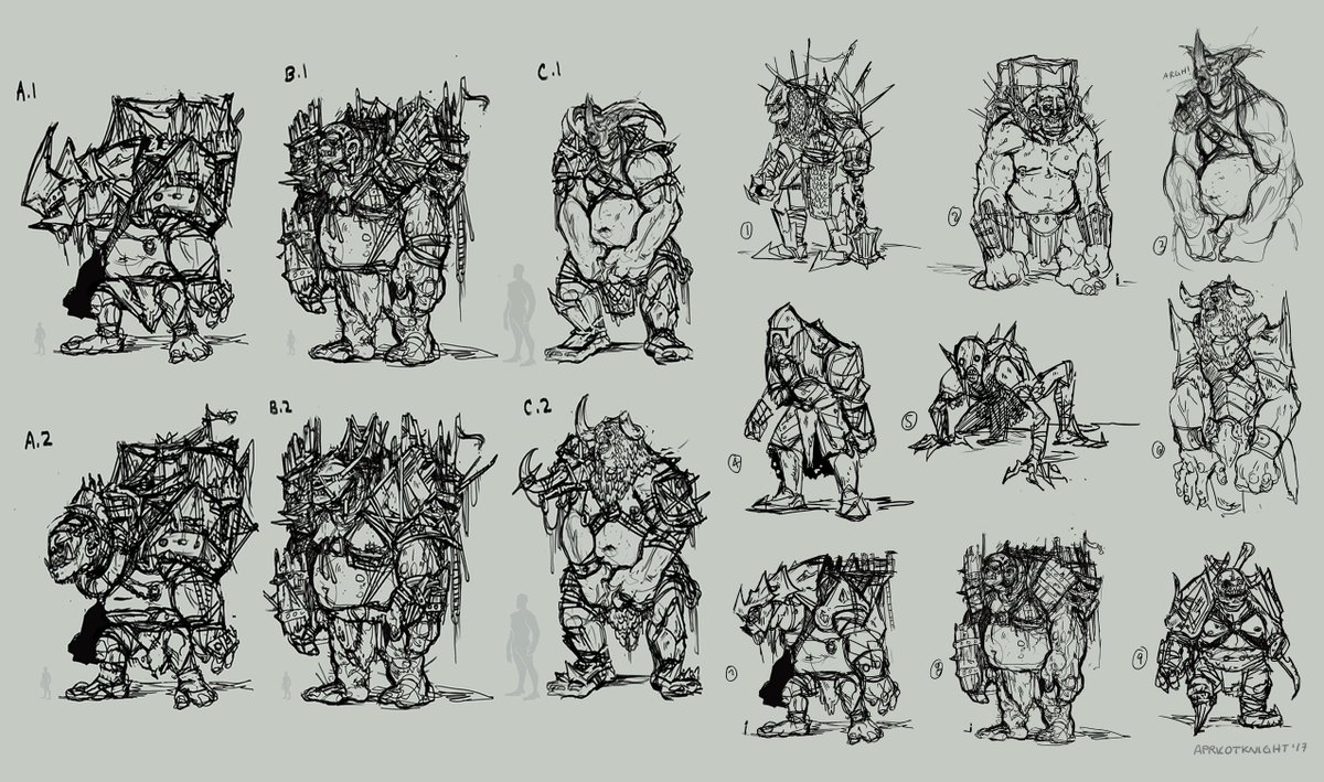 As promised, my some of my #DragonAge #conceptart thesis!  First, we have my Darkspawn, Colossus! Being that all the #darkspawn are corruptions of different races within #Thedas, I thought it'd be interesting to take a giant and make it into a war vehicle at the same time! 