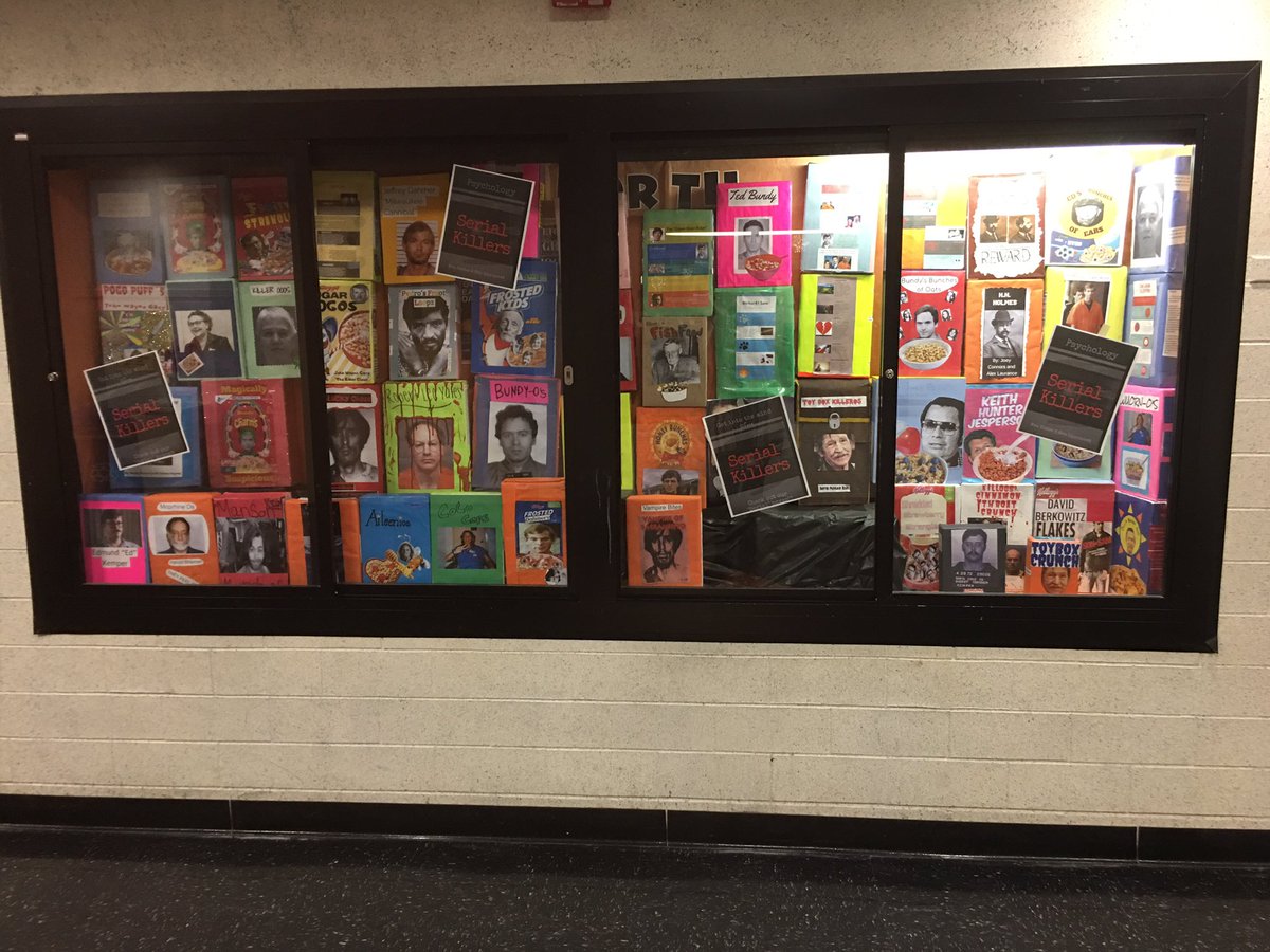 vkostas80's tweet photo. North Psych Q3 serial killer projects - infographics cereal boxes and student made podcasts and topped off with a “cereal party”! #serialkiller #creativity #LearningByDoing @HSNPrincipal @Reginio_MTPS @DrGeorge_MTPS @MTPSpride @mrslip02 https://t.co/Qo1vZrtfuo