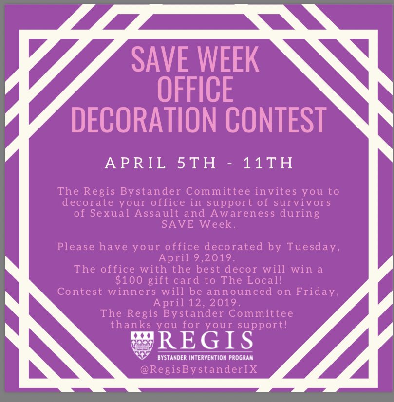 RegisNeighborIX's tweet image. Attention Regis community ! As we prepare for #SAVEWeek (few more days) ! Get ready for our Decoration Contest ! Prize goes out to best decor ! #YouMatter