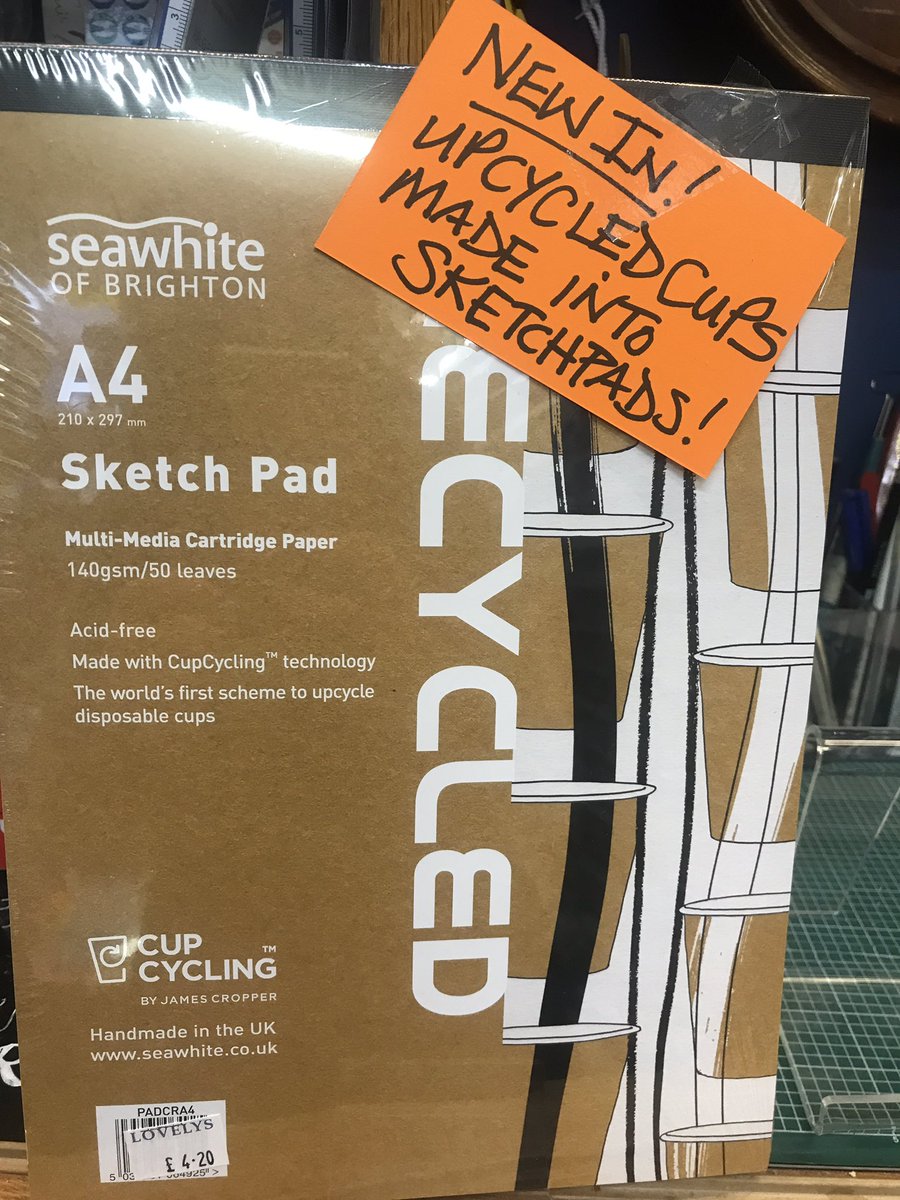 ☕️Cup-cycling technology☕️?! Here at Lovelys we LOVE our new-in sketchbooks made from recycled coffee cups☕️✏️📔🎨. Why not create eco friendly art today? 50 sheets of A4, 140gsm acid free multi-media cartridge paper😉#ecofriendly #art #margate
