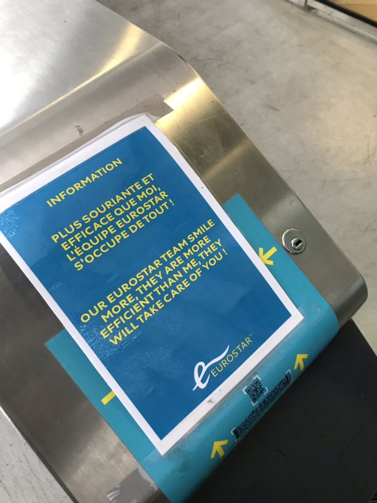 If one day machines take over the world, it’s alright, we will just have to put a A4 sheet on them to calm them down...😅

Untill then, let’s queue with a smile deep inside 😬

#eurostar #trains #queue #customerstory