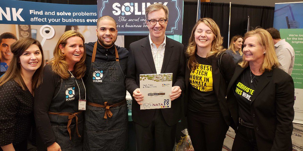 SolinkCorp's tweet image. .@SolinkCorp just won Coolest Tech Demo! Thanks for stopping by the booth @JimWatsonOttawa and taking the time to chat with Anthony! #TechNata2019 #kanatanorth #technata