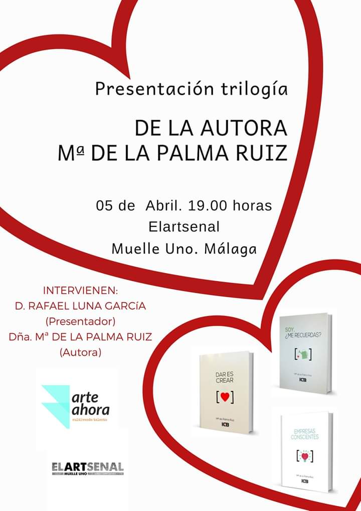 El viernes a las 19:00h estáis todos invitados a la presentación de la nueva trilogía de la autora gaditana Palma Diaz "Dar es Crear"!
#culturamalaga #Malaga