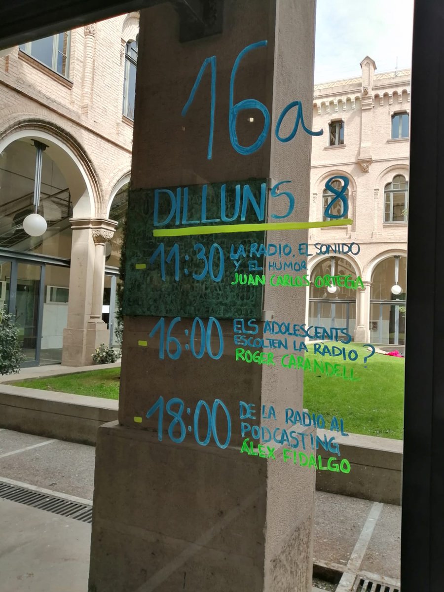 JuditMontoy's tweet photo. El rectorat de la UDL ja comença a escalfar motors 🔥 Dilluns comença la Setmana de la comunicació! #16Setcom
Aquest any, es parlarà de la ràdio 📻 amb locutors/experts com @Alex_Fidalgo @rcarandell @Quimkong @NeusGonzalez_ https://t.co/3MX3dpLyN3