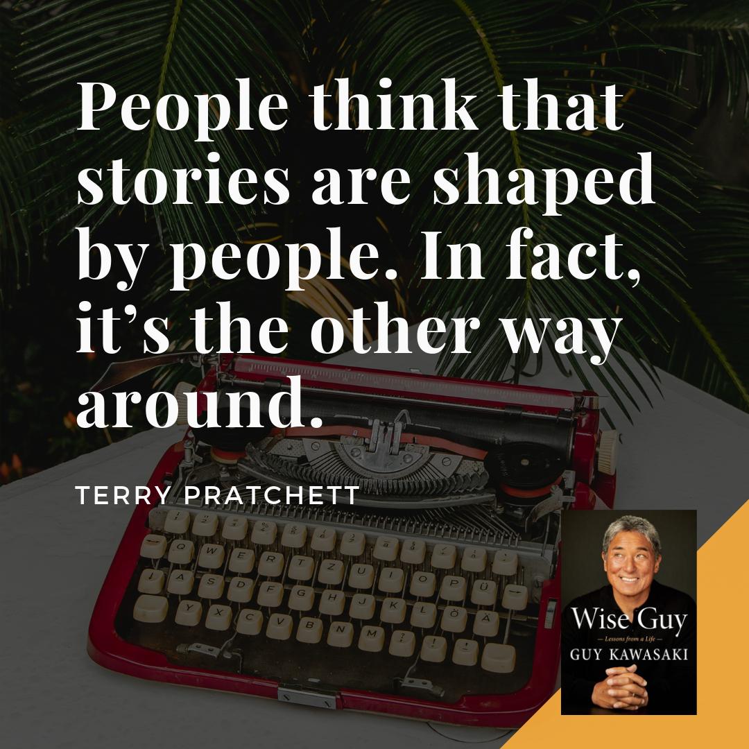 People think that stories are shaped by people. In fact, it's the other way  around.\, image size:1080x1080