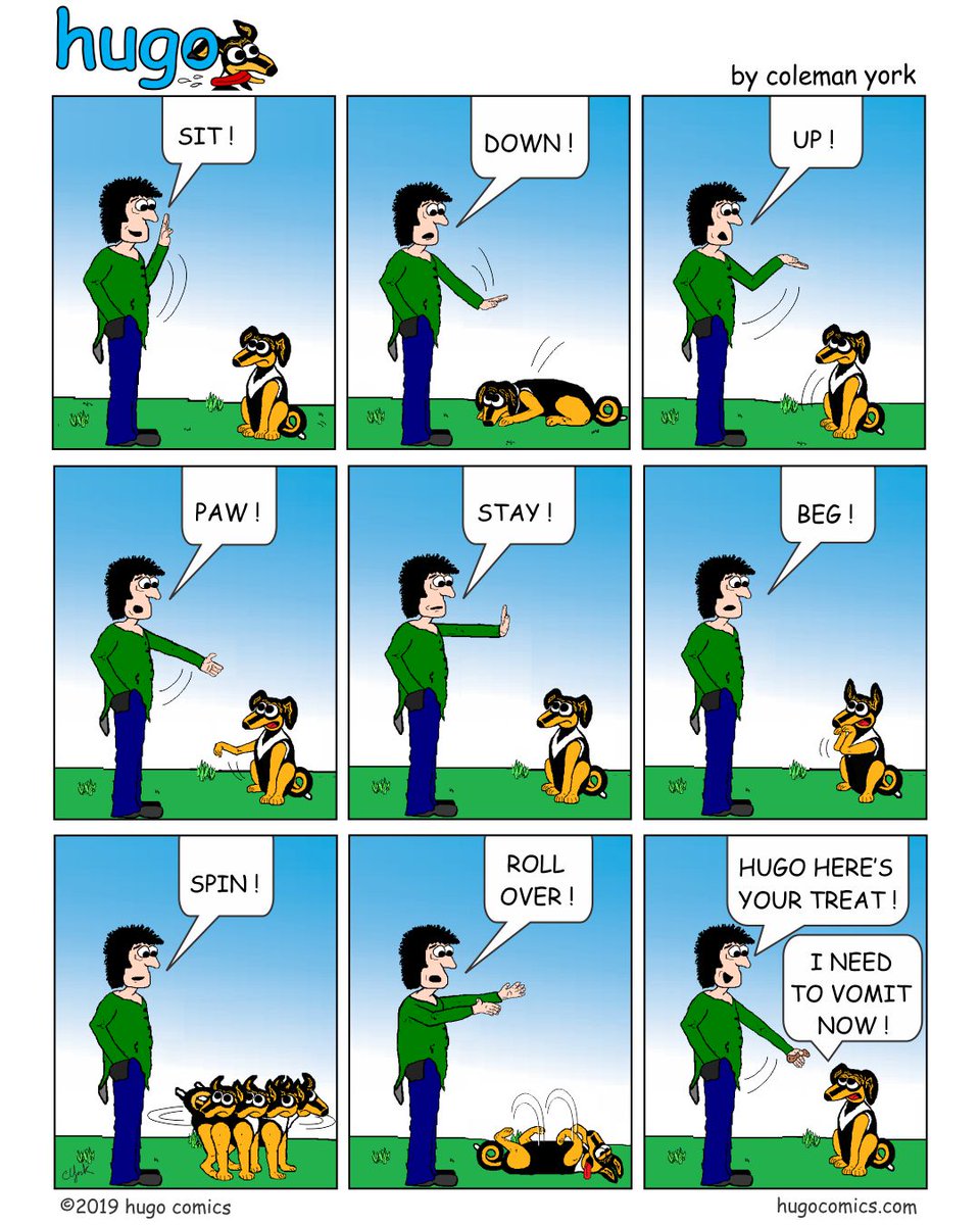 HugoComics's tweet image. Training day ...
Hugo learns some tricks but finds out its not all what it's built up to be!
#learning #dogtraining #dogwalker
#comics #Dogbook #doglovers #dogfriendly