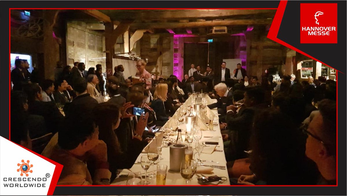 CrescendoWorld's tweet photo. “INDIA NIGHT” an Event hosted by @_GIBC & @hannoverimpuls for all Indian Participants Exhibiting & Visiting at Hannover Messe Exhibition.
#INDIANIGHT #GIBC #hannoverimpuls #HannoverMesse19 #India #Germany https://t.co/sSh6Jc83CQ